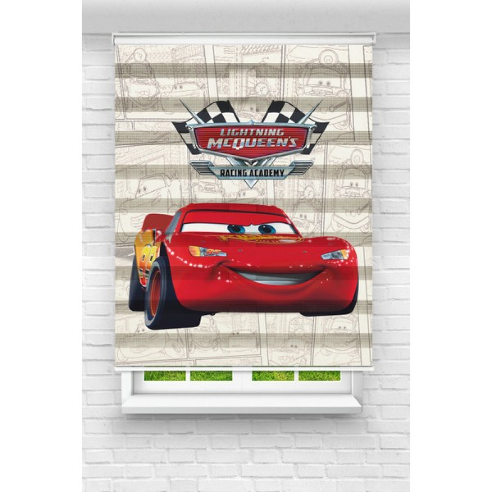 MONAROZA Çocuk Odası - Şimşek Mcqueen Baskılı Zebra Perde - Renkli - 30 x 30 cm Perde Fiyatı