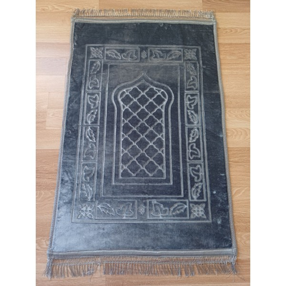 Monasima Lüks Kalın Yumuşak Peluş Kaymaz Deri Tabanlı Hediyelik Çeyizlik Seccade Gri Peluş - 120 x 80 cm Seccade Fiyatı