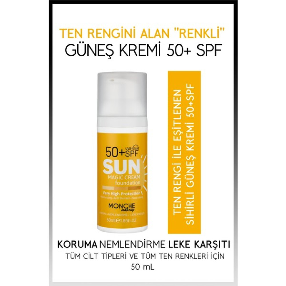 Monche Sun Magic Cream 50+Spf Yüksek Koruma Güneş Kremi Renkli Güneş Kremleri ve Losyonları Fiyatı