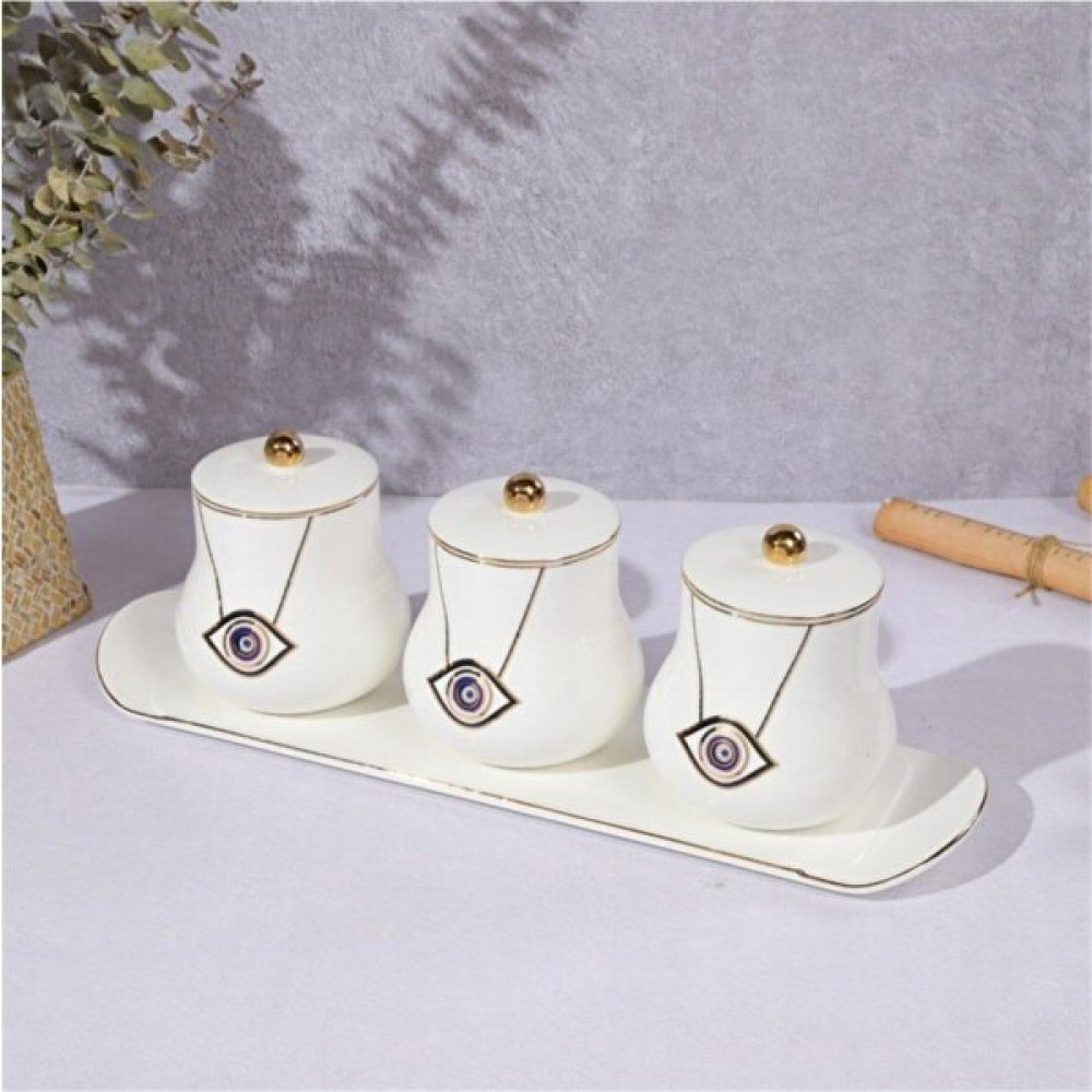 Mondecor GNY008 Nazar Boncuğu 3'lü Baharat Takımı Beyaz - 150 ml Baharat Setleri & Baharatlıklar Fiyatı