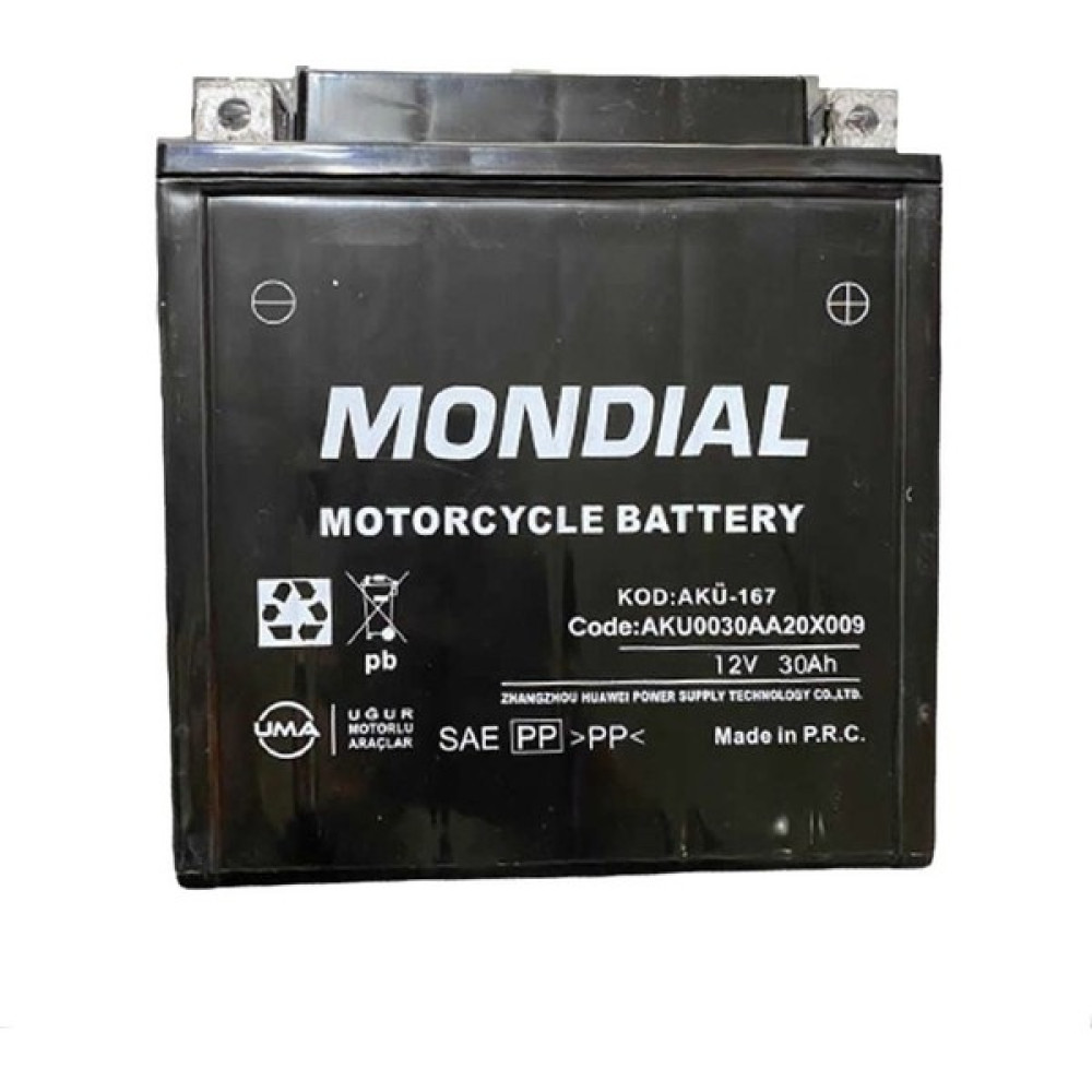 Mondial 12V 30AH Motosiklet Aküsü Atv ve Utv Uyumlu Akü Fiyatı