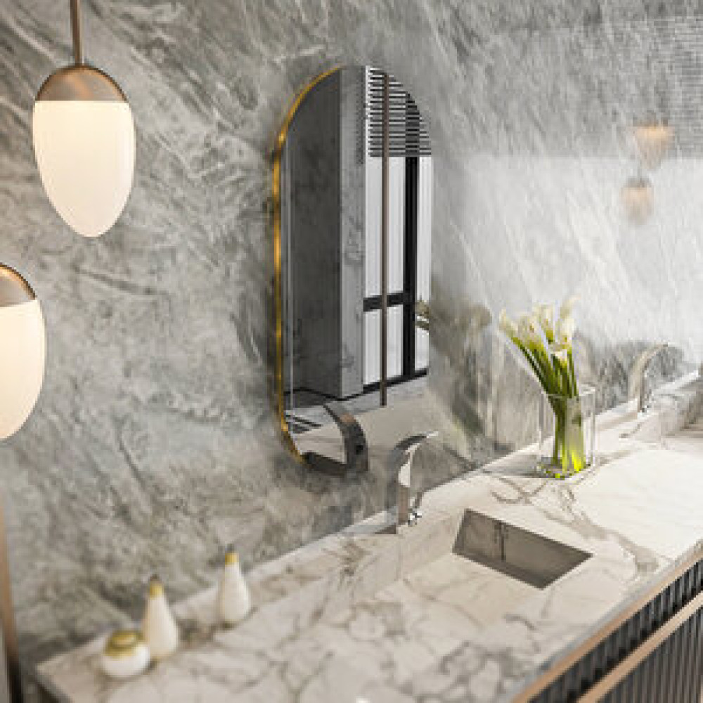 MONEayna Riors Luxury Gold Detaylı Füme Oval Ayna Ayna Fiyatı
