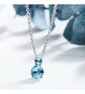 Monemel Mavi Swarovski Taşlı Kolye (Altın Kaplama) Sevgililer Günü Hediyesi Altın Kolye Fiyatı