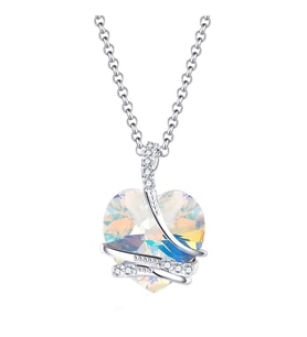 Monemel Swarovski Taşlı Mavi Kalp Kolye (Beyaz Altın Kaplama) N0404 Istanbul Aynı Gün Teslimat, Anneler Günü Hediyesi, Sevgiliye Hediye Altın Kolye Fiyatı