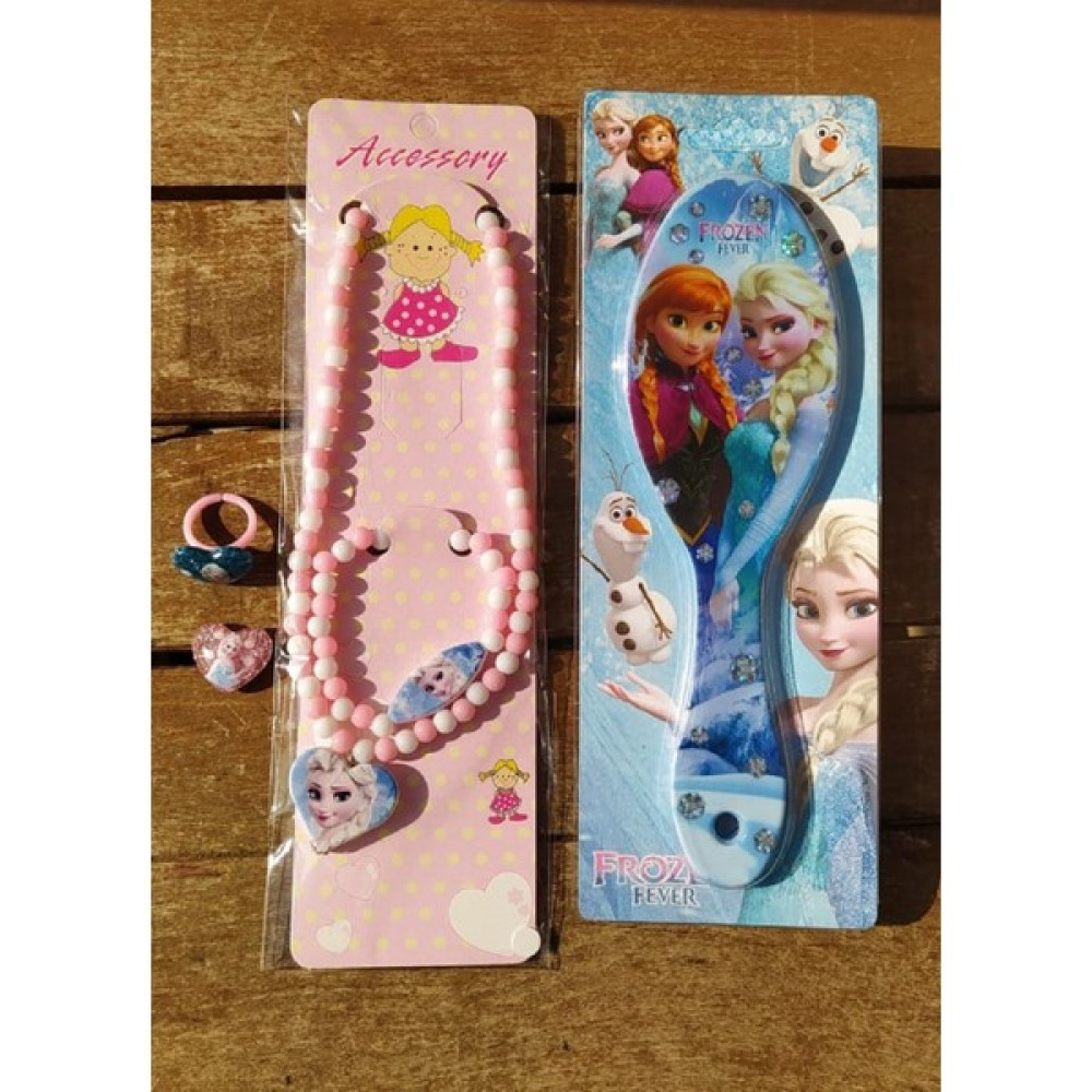 Monicatime Elsa Set Saç Fırçası+Kolye+Bileklik+2 Adet Yüzük Bijuteri Kolye Fiyatı