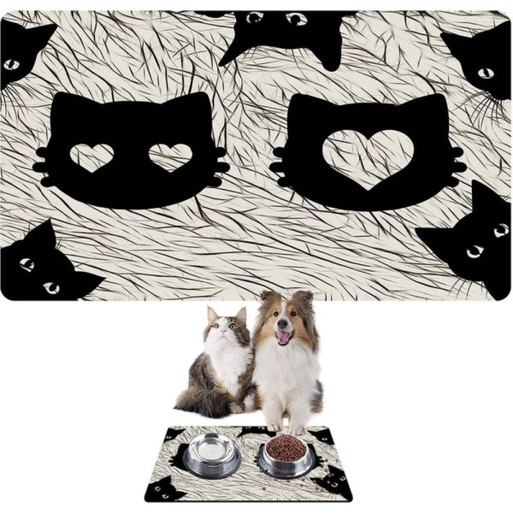 Monnhein Mama ve Su Evcil Hayvan Beslenme Matı, Kolay Temizlenen Emici Su Geçirmez Kumaş, Küçük Orta Boy ve Büyük Kedi ve Köpekler Için Dayanıklı Köpek Kedi Paspas (40X60, Black Cats) - Beyaz Evcil Hayvan Ürünleri Fiyatı
