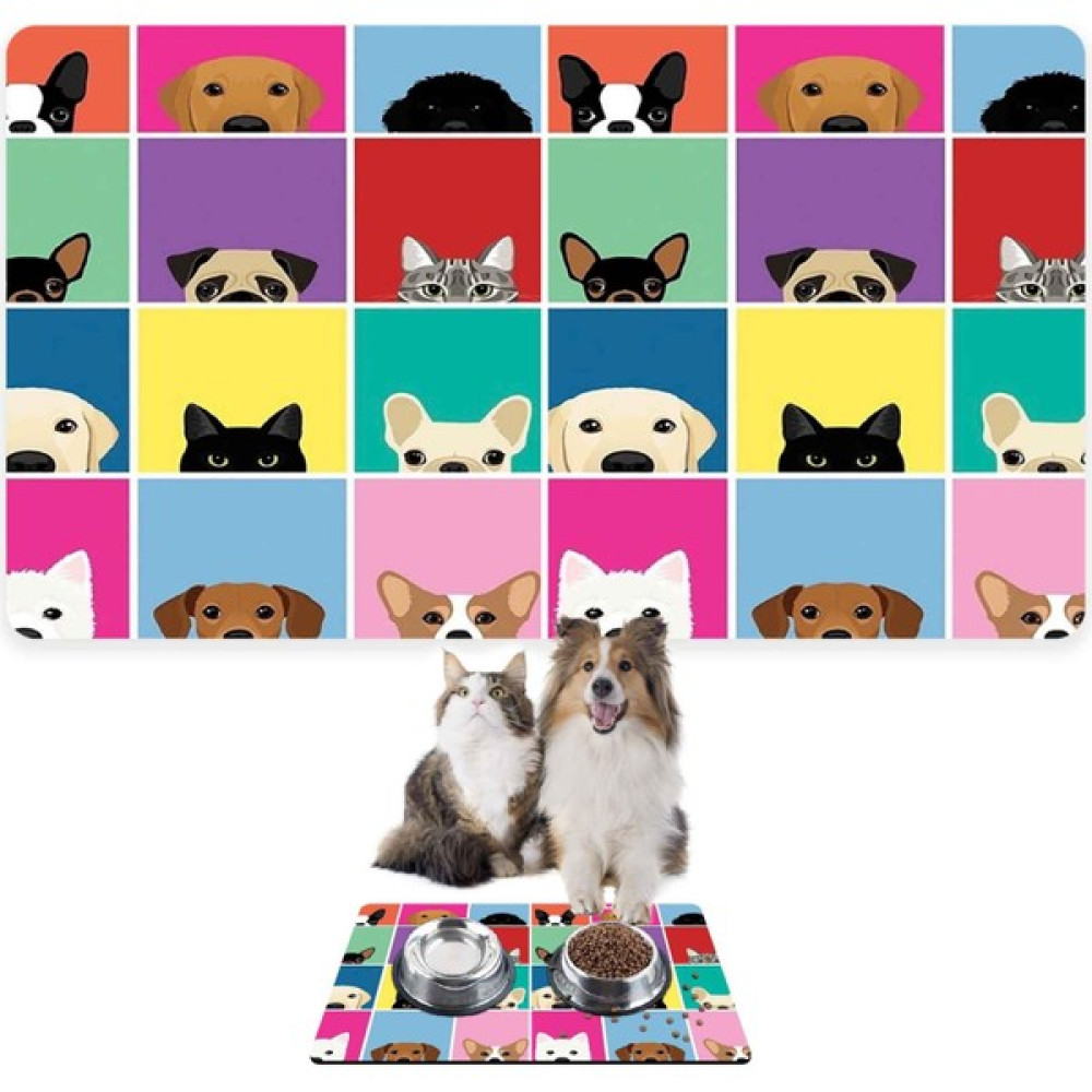 Monnhein Mama ve Su Evcil Hayvan Beslenme Matı, Kolay Temizlenen Emici Su Geçirmez Kumaş, Küçük Orta Boy ve Büyük Kedi ve Köpekler Için Dayanıklı Köpek Kedi Paspas (40X60, Köpek Kare) - Beyaz Evcil Hayvan Ürünleri Fiyatı