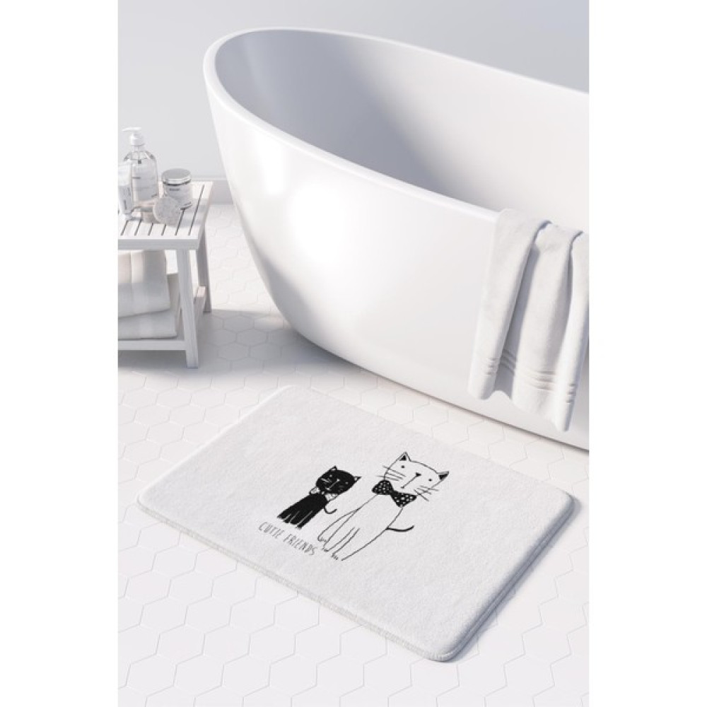 Monnhein Sevimli Tasarımlı Mikrofiber Banyo Paspası, Kaymaz Taban, Makinede Yıkanabilir (50x80 Cm) - Siyah Klozet Takımı Fiyatı