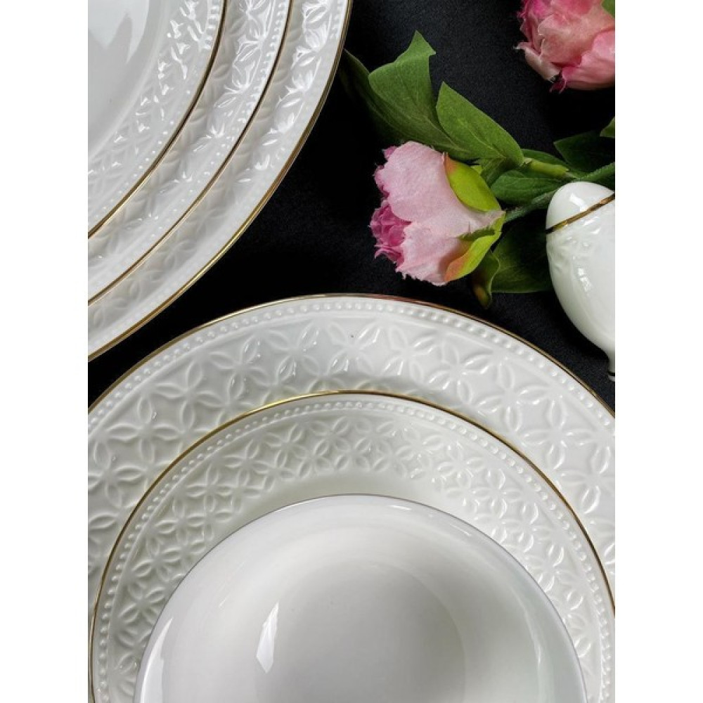 Monno 3 mm Gold Line 59 Parça Bone China 12 Kişilik Dekor Yemek Takımı Yemek Takımı Fiyatı