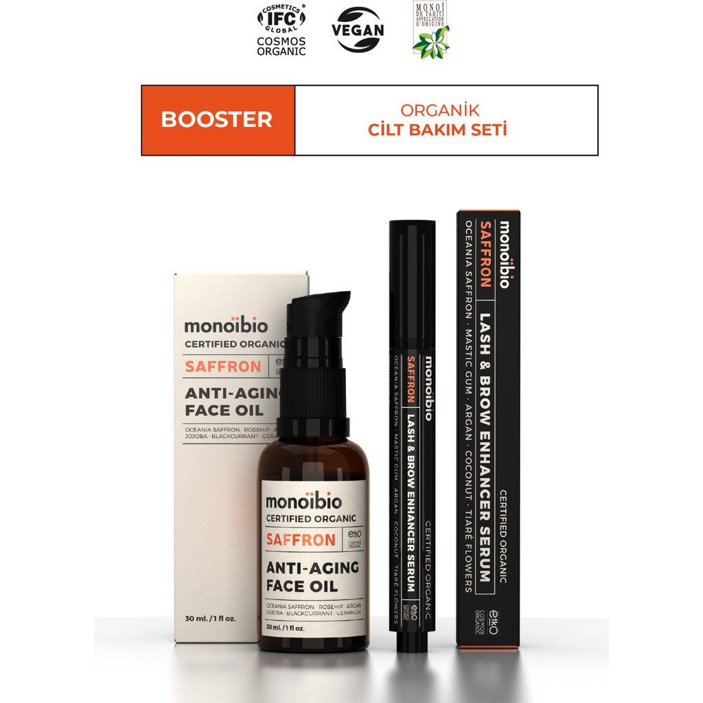 Monoibio BOOSTER Organik Cilt Bakım Seti - Cildin Kolajen Yapısını Güçlendirici ve Kaş Kirpik Güclendirici Serum Seti Cilt ve Yüz Bakımı Fiyatı