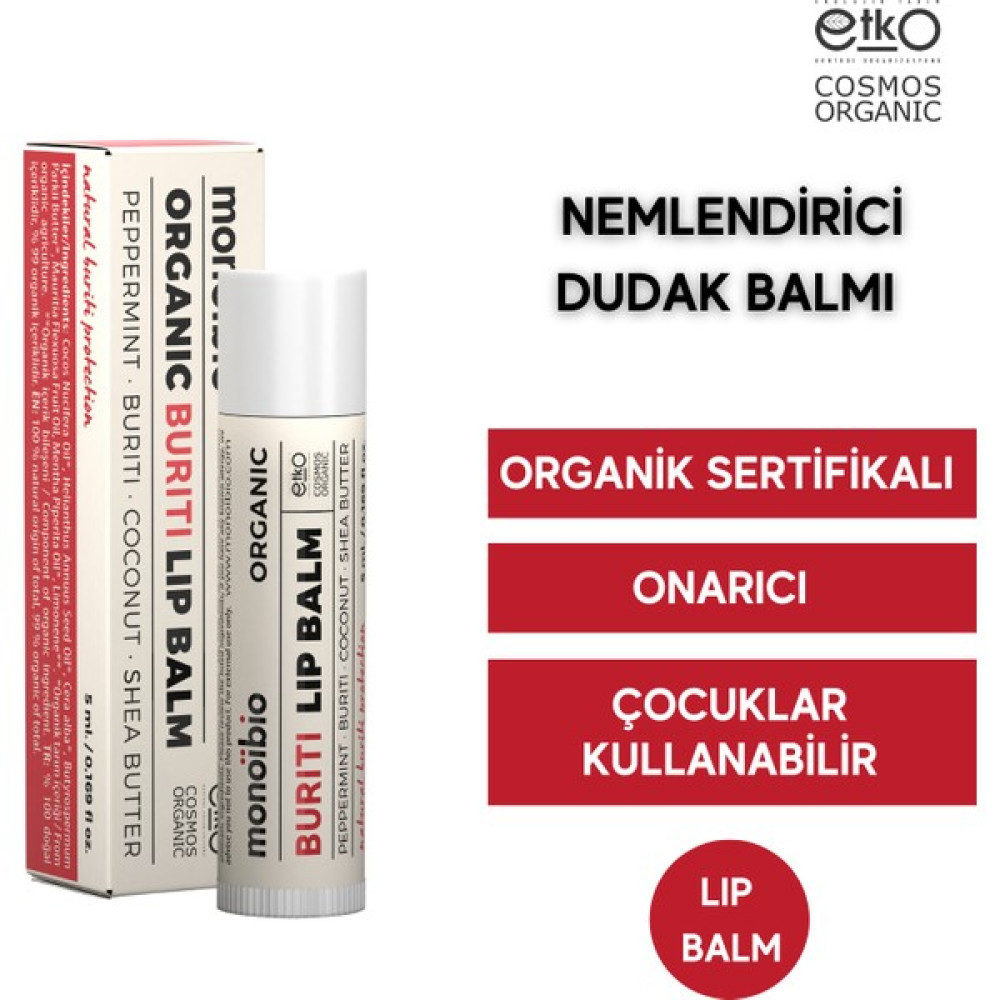 Monoibio Organik Buriti Dudak Nemlendirici Balm - Kuru Çatlak Dudaklara Günlük Bakım Kremi - 01 Dudak Bakımı / Koruyucu Fiyatı