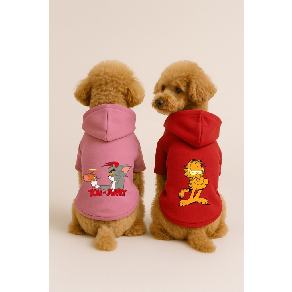 MonoPetz Kapişonlu Polar Sweatshirt Köpek ve Kedi Kıyafeti Pamuklu Tom ve Jerry Temalı 2'li Set - XS Giyim & İç Giyim Fiyatı