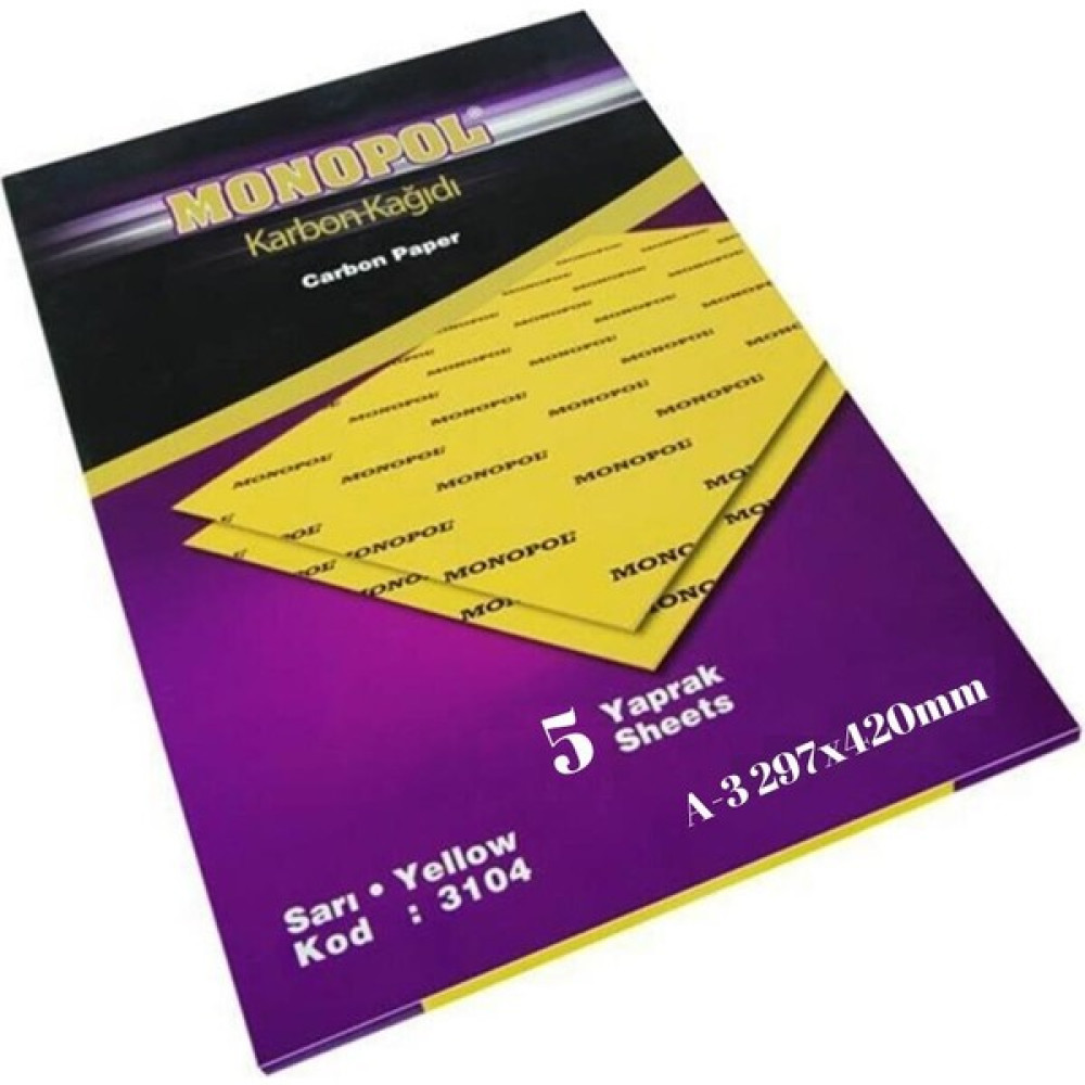 Monopol Karbon Kağıdı A3 5 Adet 1 Paket Monopol Karbon Kağıdı Renk Seçeneği A-3 5 Adet 1 Paket - Sarı Yardımcı Malzeme Fiyatı