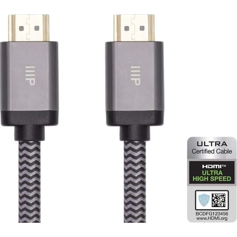 Monoprice 8k Sertifikalı Örgülü Ultra Yüksek Hızlı HDMI Kablosu - HDMI 2.1 | 8K@60Hz | 48GB/SN | Cl2 Wall Rated | 28-30AWG | Siyah 2 M HDMI Kablo Fiyatı