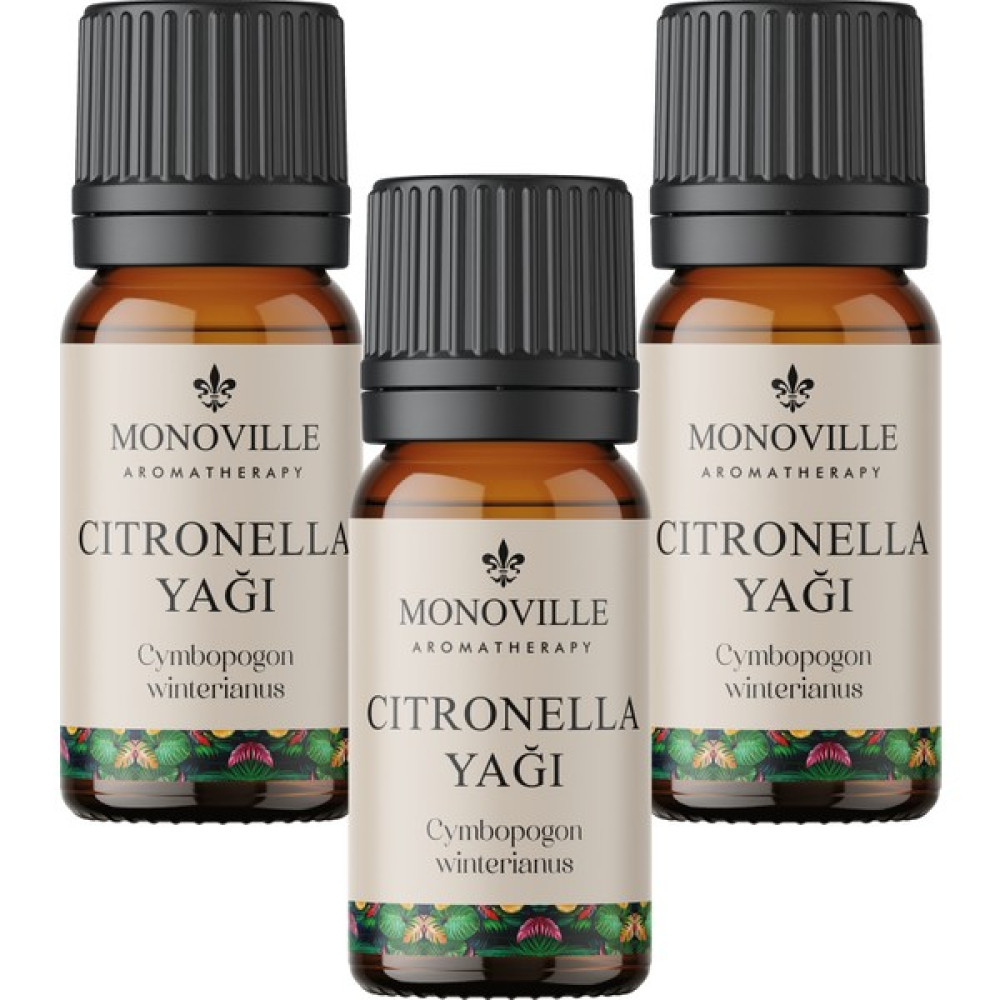 Monoville Citronella Uçucu Yağı 3'lü Set %100 Saf Ve Doğal ( Citronella Essential Oil) 3x10 ml Nemlendiriciler Fiyatı