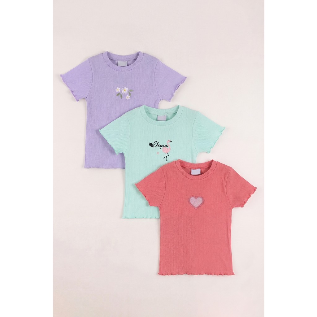 Monox 5-12 Yaş Kız Çocuk 3\'lü Nakışlı Fitilli Tshirt Likralı Esnek Yazlık Body Set Giyim & İç Giyim Fiyatı