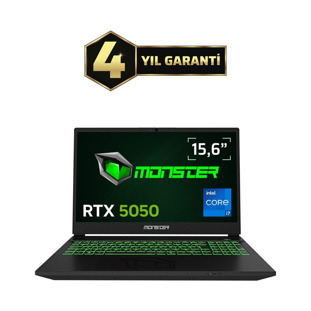 Monster Abra A5 V22.1.2 Intel Core i7 13620H 32 GB RAM 1 TB SSD 8 GB RTX 5050 FreeDOS 15,6" FHD 144 Hz Oyun Bilgisayarı Ekran Kartları Fiyatı