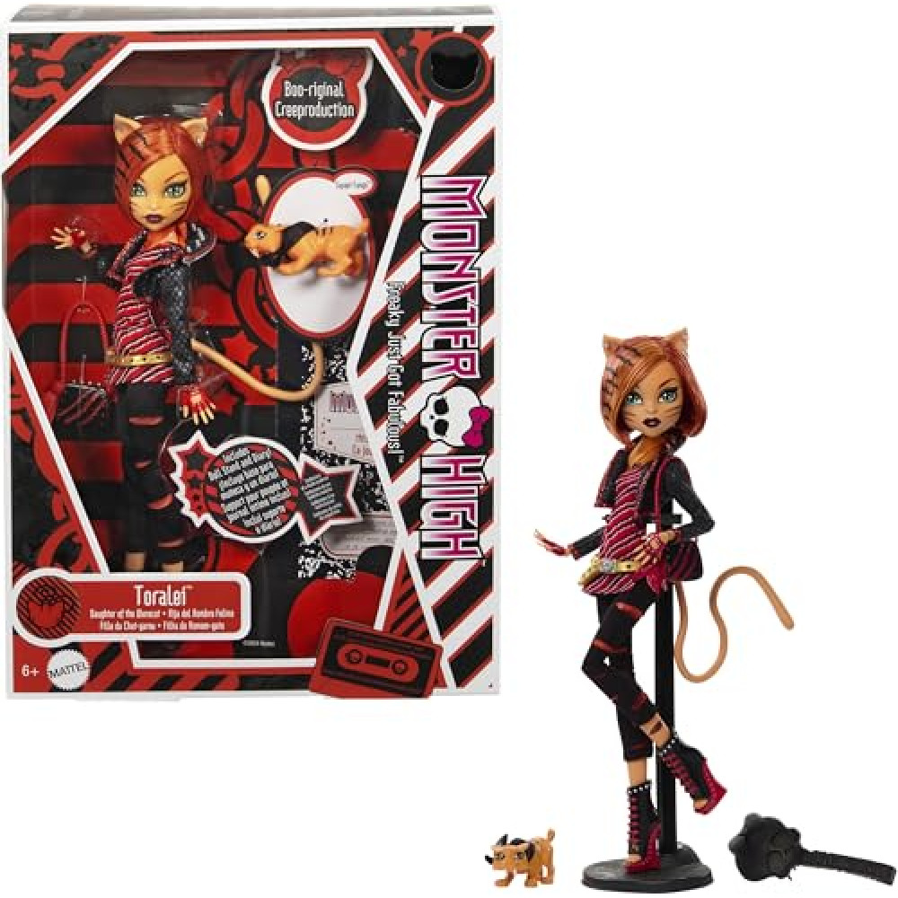 Monster High Boo-riginal Creeproduction Doll, Toralei Collectible Reproduction with Doll Stand, Diary, and Pet Saber-Tooth Tiger Sweet Fangs