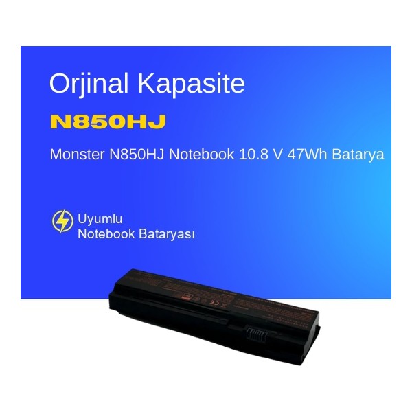 Monster N850HJ Notebook 10.8 V 47Wh Batarya – Orjinal Uyumlu, Yüksek Performanslı - 0 Laptop Batarya Pil Fiyatı
