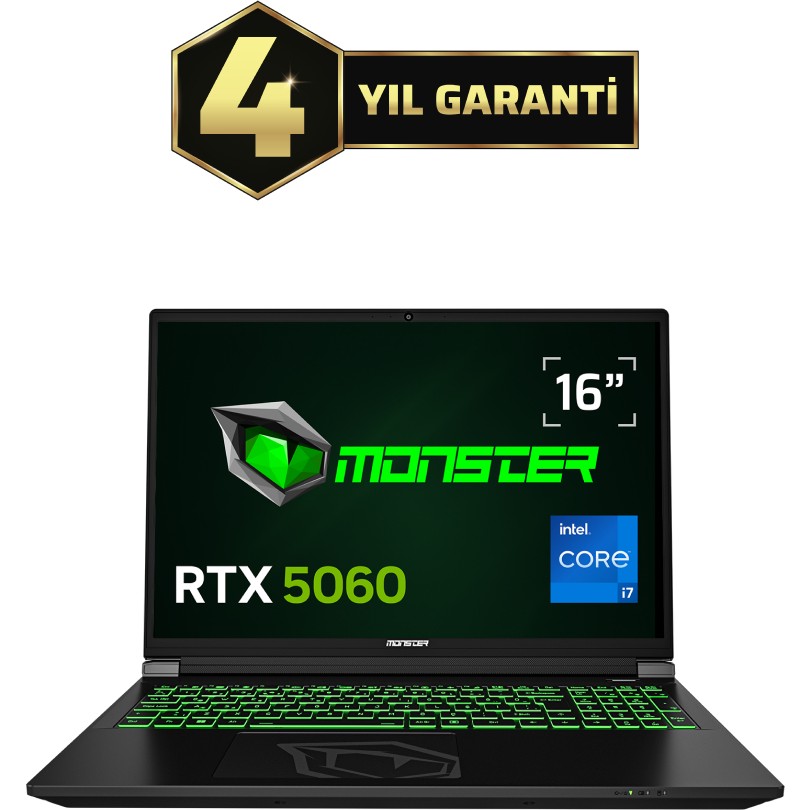 Monster Tulpar T6 V3.3 Intel Core i7 13700HX 16 GB RAM 500 GB SSD 8 GB RTX 5060 FreeDOS 16" FHD+ 165 Hz Oyun Bilgisayarı Ekran Kartları Fiyatı