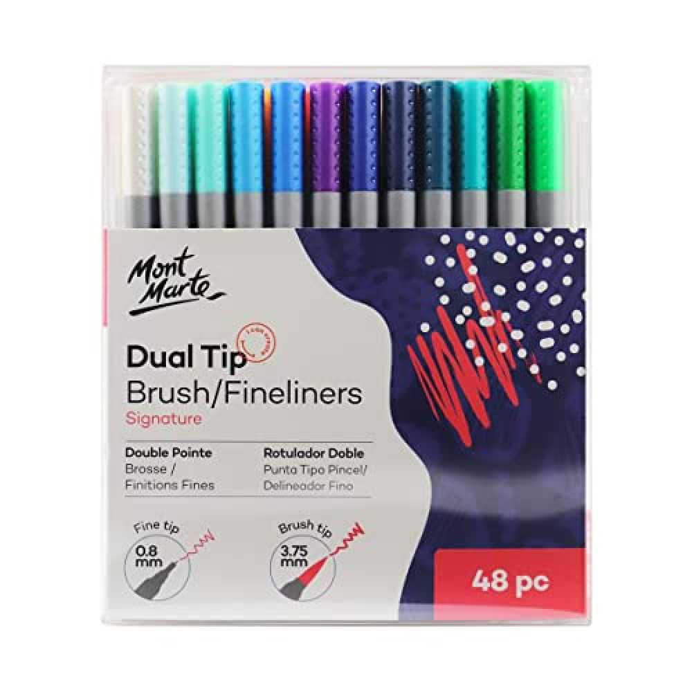 MONT MARTE Dual Tip Brush/Fineliners Tri Grip, Natural, Standard