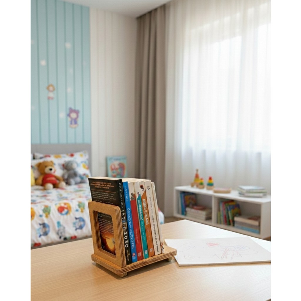 Monte Toys Montetoys Doğal Ahşap Kitap Tutucu Masa Üstü Kitaplık ve Dekoratif Kitap Desteği Organizer 23X16X4 Kitaplık Fiyatı