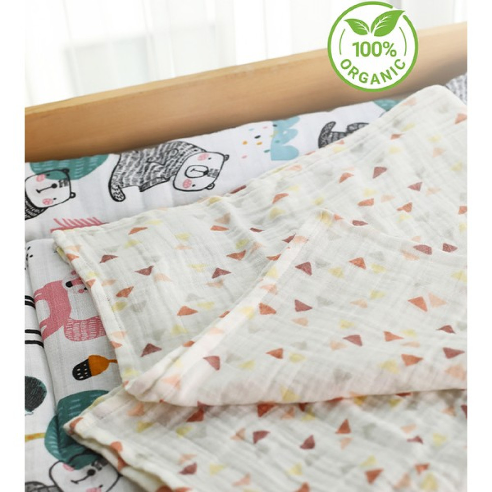 Montefair Organik Çok Amaçlı 80 x 80 cm Müslin Çocuk ve Bebek Örtüsü Ekru Renkli Üçgen Desenli Battaniye Hamilelik ve Emzirme Fiyatı
