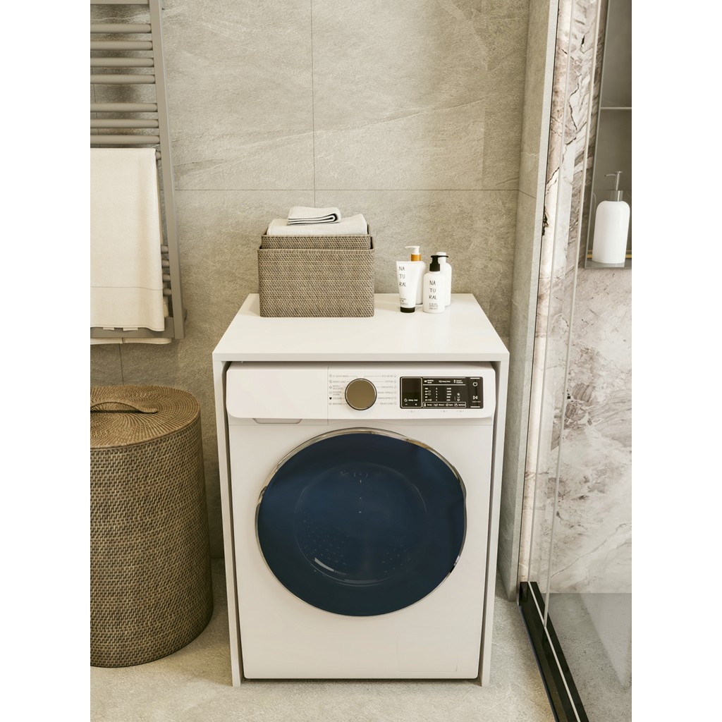 Montenero Çamaşır Makinesi Dolabı Parlak Beyaz Modern Banyo Dolabı Alt Banyo Dolabı / Mobilyası Fiyatı