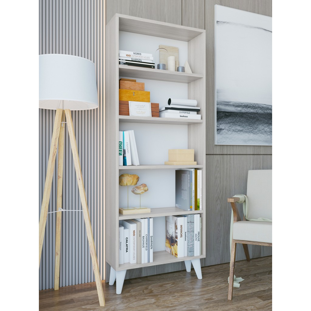 Montenero Cordoba Açık Kitaplık 5 Raflı Rustik Oturma Odası Sığ Derinlik 60x160 Cm - Abanoz Kitaplık Fiyatı