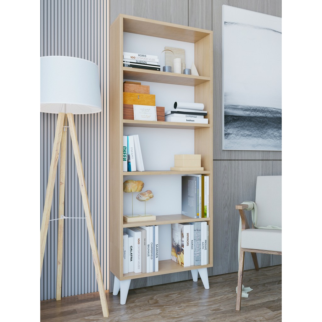 Montenero Marbella Açık Kitaplık 5 Raflı Dekoratif Salon Oturma Odası Sığ Derinlik 60x160 Cm - Anadolu Cevizi Kitaplık Fiyatı