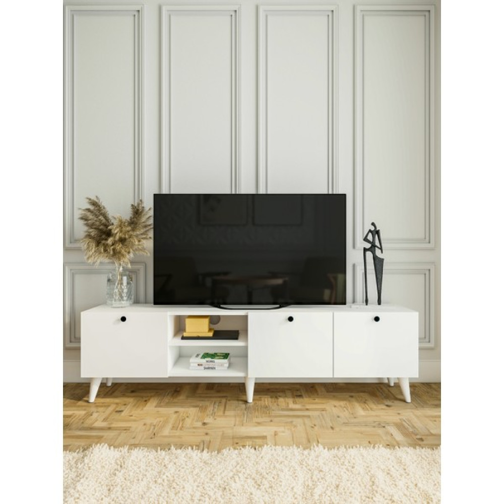Montenero Tv Ünitesi Parlak Beyaz 180 Cm Modern Tv Sehpası Tv Ünitesi / Sehpası Fiyatı