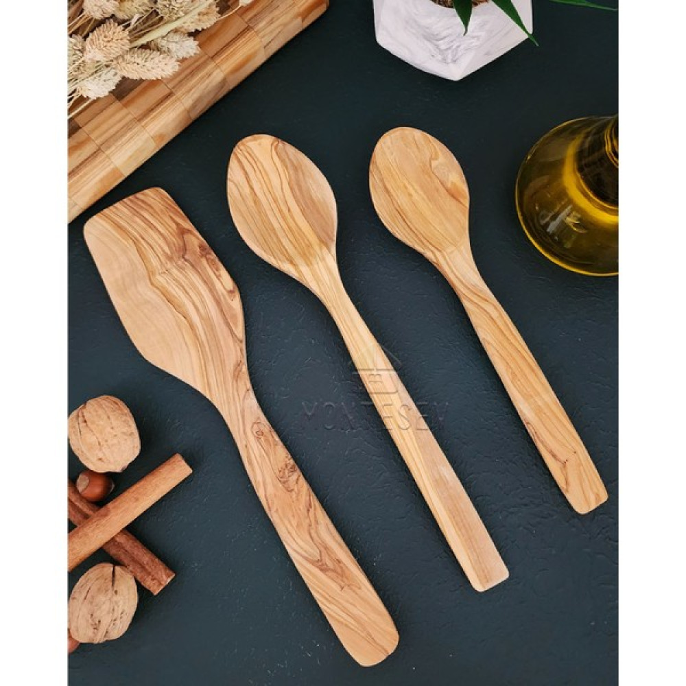 Montesev Zeytin Ağacı Ahşap Tahta Kaşık Spatula Seti Çatal / Kaşık / Bıçak Takımları Fiyatı