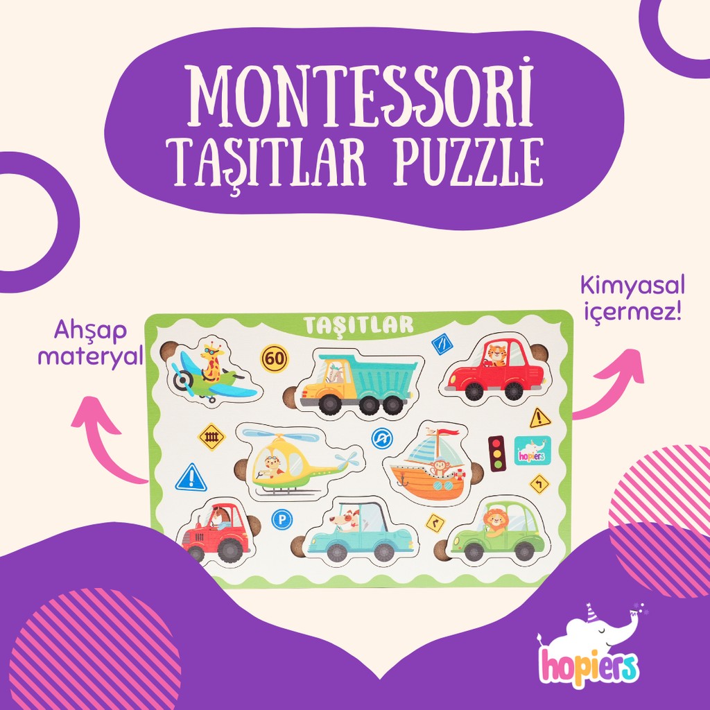Montessori Taşıtlar Puzzle Anne Bebek Oyuncak Fiyatı