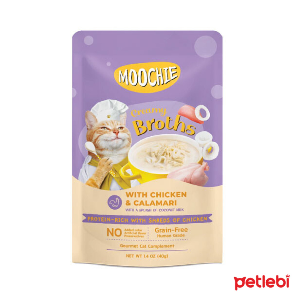 MOOCHIE Parça Tavuk Etli ve Kalamarlı Tahılsız Kedi Çorbası 40gr Evcil Hayvan Ürünleri Fiyatı
