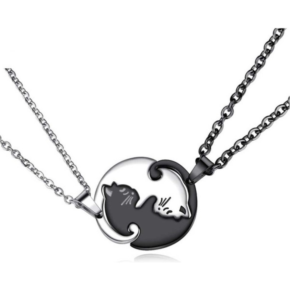 Mood Agenda Unisex Ying Yang Kediler Cats Çiftli Sevgili Arkadaş Kolyesi Sevgili Kolyesi Arkadaşlık Kolyesi - Gümüş - Siyah - 60 cm Bijuteri Kolye Fiyatı