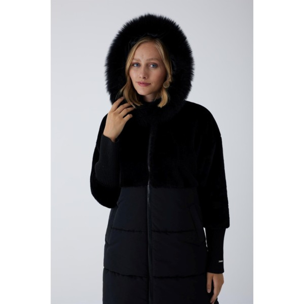 Moodbasic Yeni Moodbasic Kadın Kol Ağzı Trikolu Kürklü Mont MB15.138 Bayan Mont Fiyatı