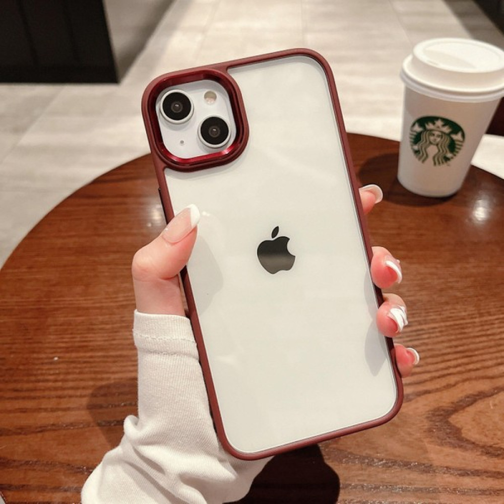 Moodcase iPhone 13 Uyumlu Renkli Nikelaj Krom Kamera Koruma Yükselti Detaylı Kılıf - Kırmızı Cep Telefonu Kılıfı Fiyatı