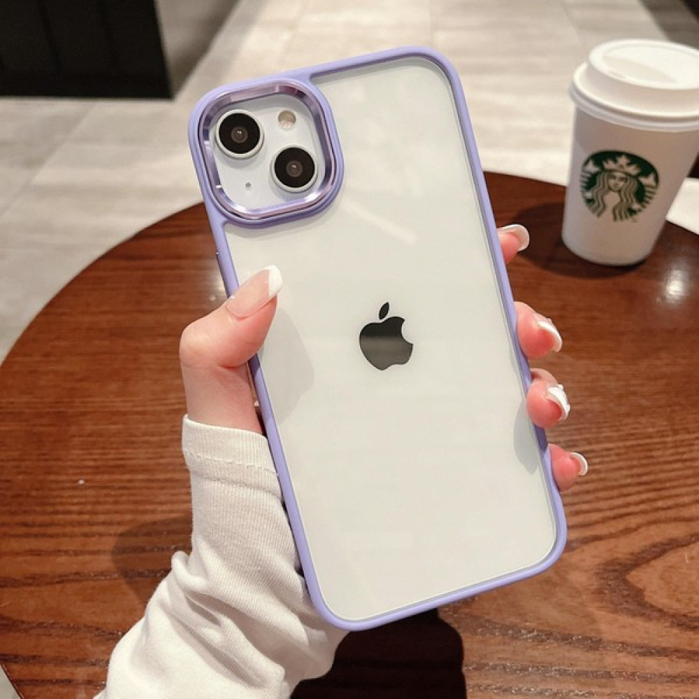 Moodcase iPhone 13 Uyumlu Renkli Nikelaj Krom Kamera Koruma Yükselti Detaylı Kılıf - Lila Cep Telefonu Kılıfı Fiyatı