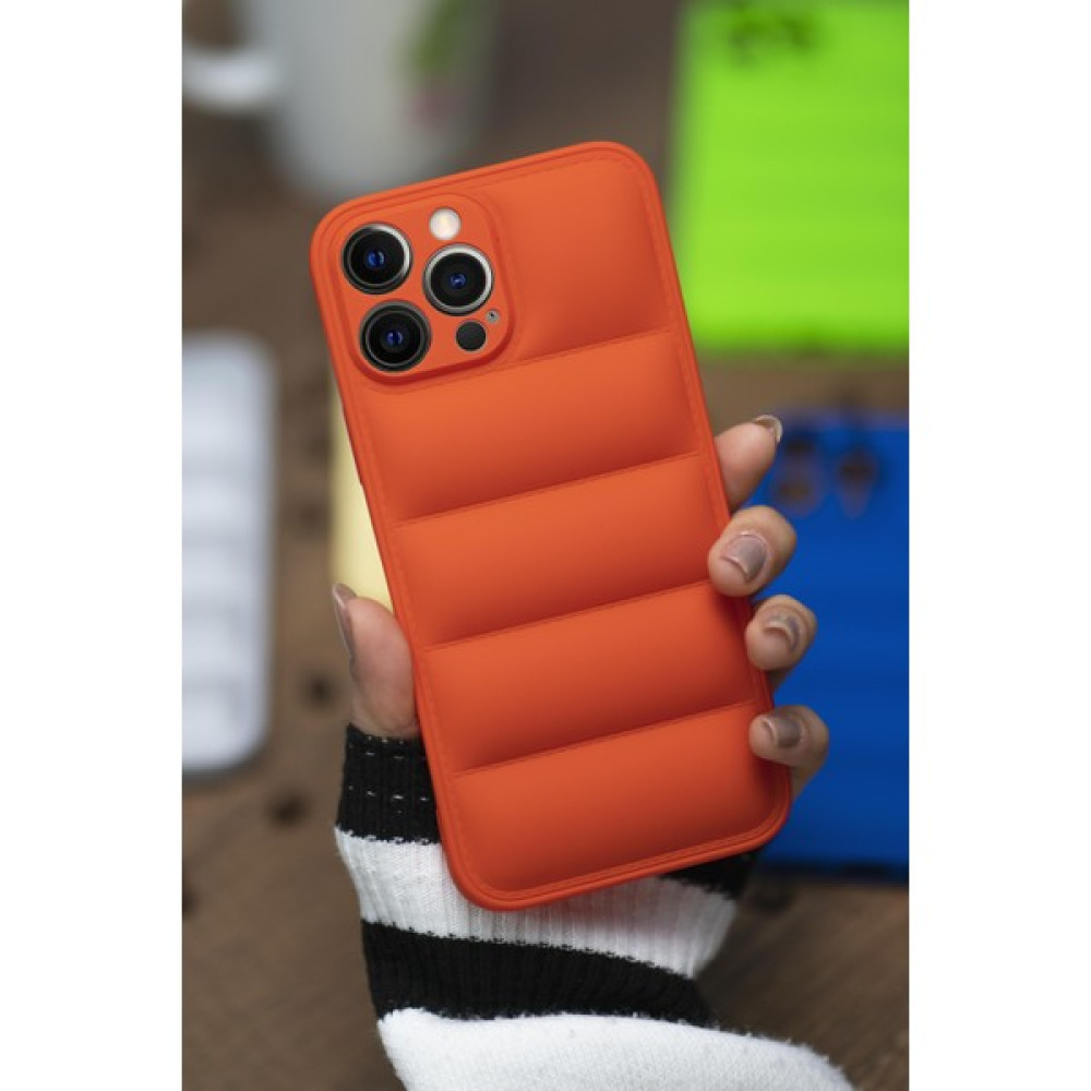 Moodcase iPhone 14 Pro Uyumlu Airbag Puffer Silikonlu Şişme Kılıf - Turuncu Cep Telefonu Kılıfı Fiyatı