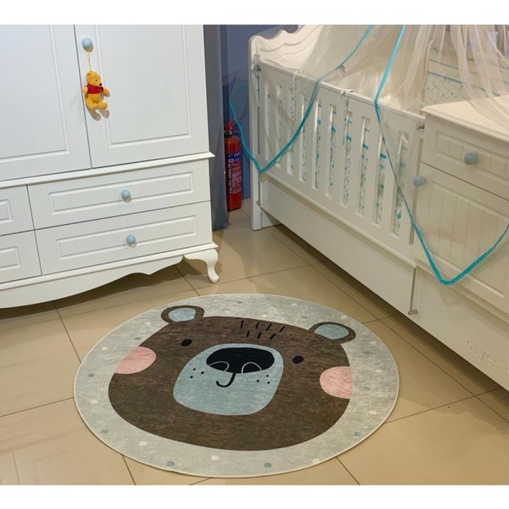 Mooie Baby's Dijital Baskı Kaymaz Dkr Taban Yuvarlak Çocuk Halısı Bebek Odası Halısı - 150 x 150 cm - Renkli Bebek Odası Halı Fiyatı