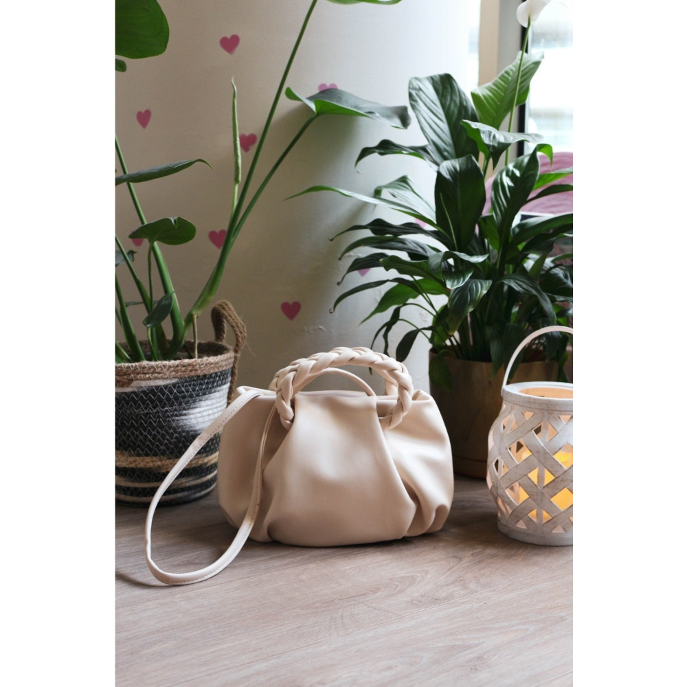 Moom Bag Kadın Krem Örme Saplı Yumuşak Deri Omuz Çantası Unisex Çanta & Cüzdan ve Seyahat Çantaları Fiyatı