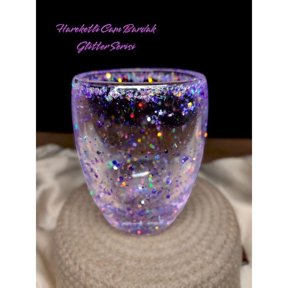 Moon Art Craft Simli Hareketli Bardak (Işıltı Seri) - Mor Fincan / Bardak / Kahve Takımı Fiyatı