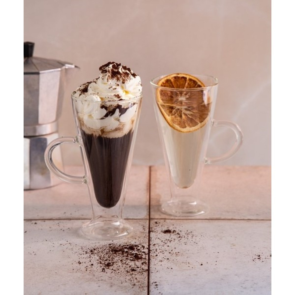 Moon Glass Çift Cidarlı 2’li Mocha ve Latte Bardağı 220ML Fincan / Bardak / Kahve Takımı Fiyatı
