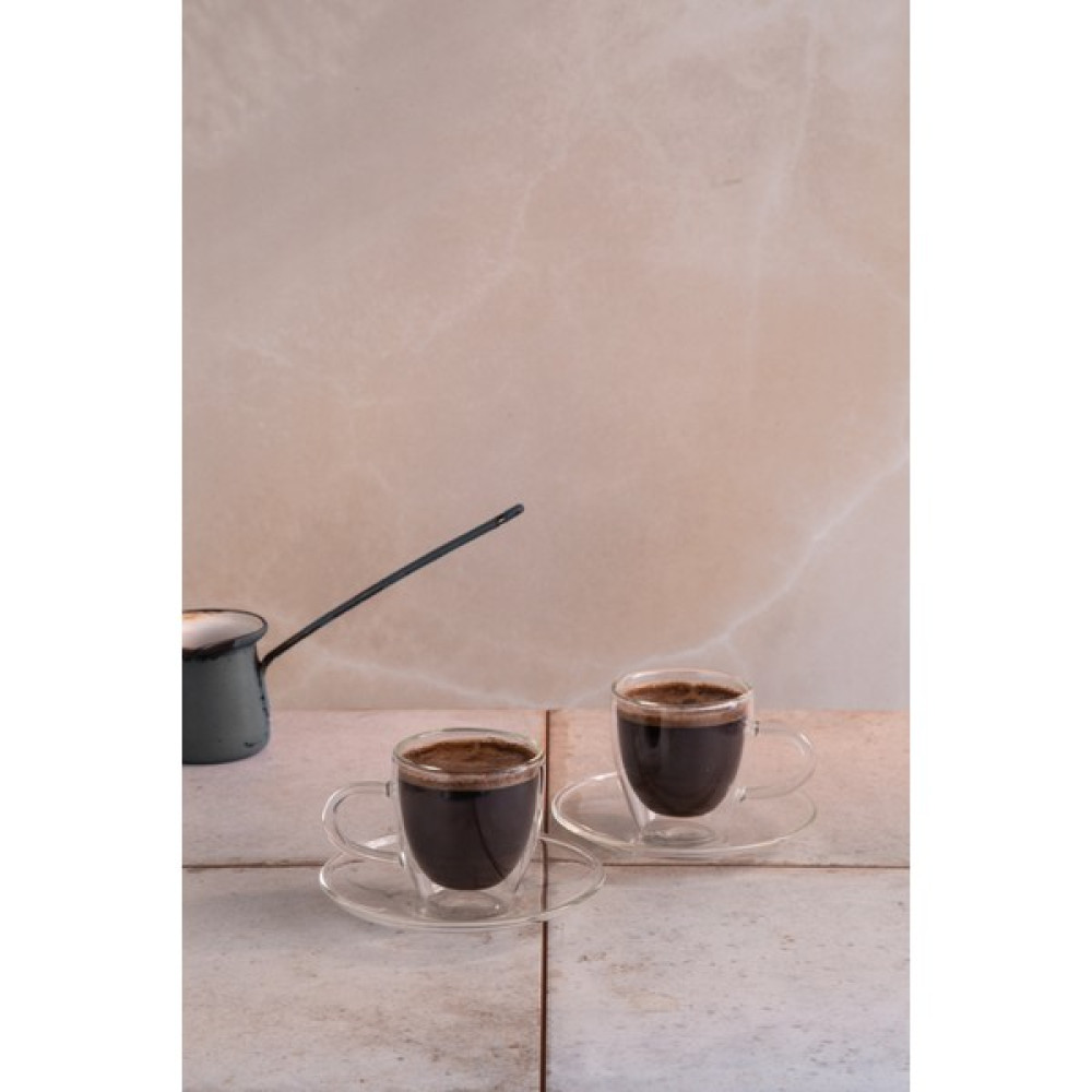 Moon Glass Çift Cidarlı 2’li Türk Kahvesi Fincan Takımı 80ML Fincan / Bardak / Kahve Takımı Fiyatı