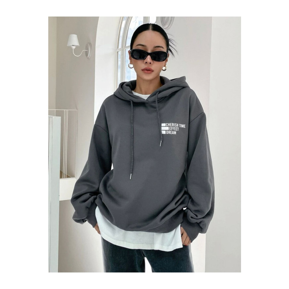 MOONBULL Dream Effect Baskılı Kapüşonlu Füme Sweatshirt S/M Beden Bayan Sweatshirt Fiyatı