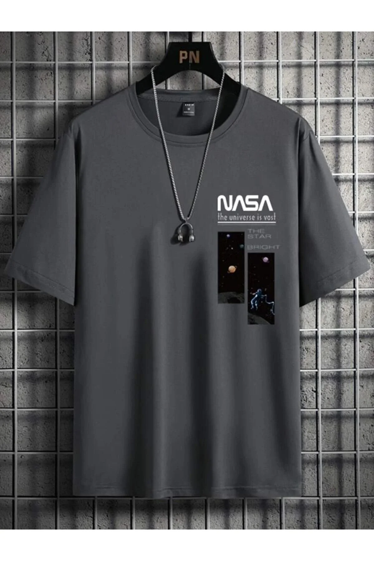 MOONBULL Erkek NASA The Star Baskılı Oversize T-shirt S Beden" Bayan T-shirt Fiyatı