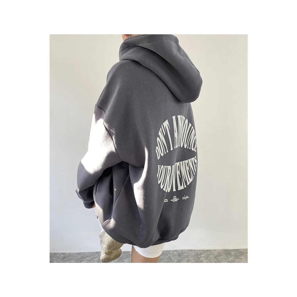 MOONBULL Kadın Füme Bhvr Sırt Baskı Detaylı Kapüşonlu Oversize Sweatshirt XL Beden Bayan Sweatshirt Fiyatı