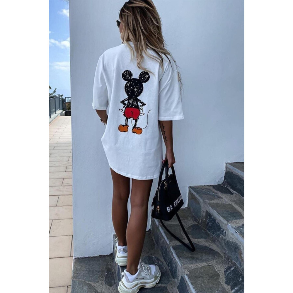 MOONBULL Oversize Unisex Micket Baskılı Tshirt M Beden Bayan T-shirt Fiyatı