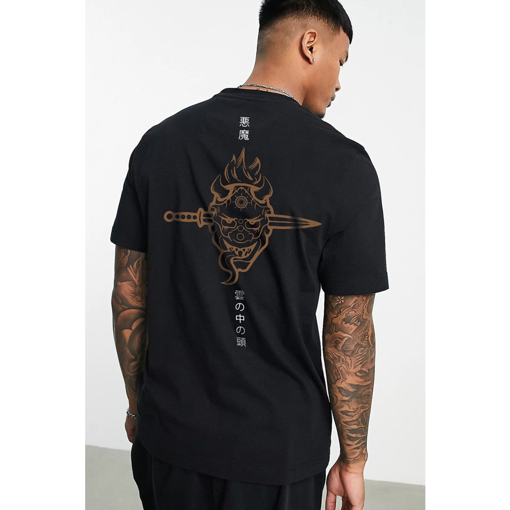 MOONBULL Siyah Tişört Ön Ve Arka Baskılı %100 Orjinal Pamuk Oversize T-shirt S Beden Bayan T-shirt Fiyatı