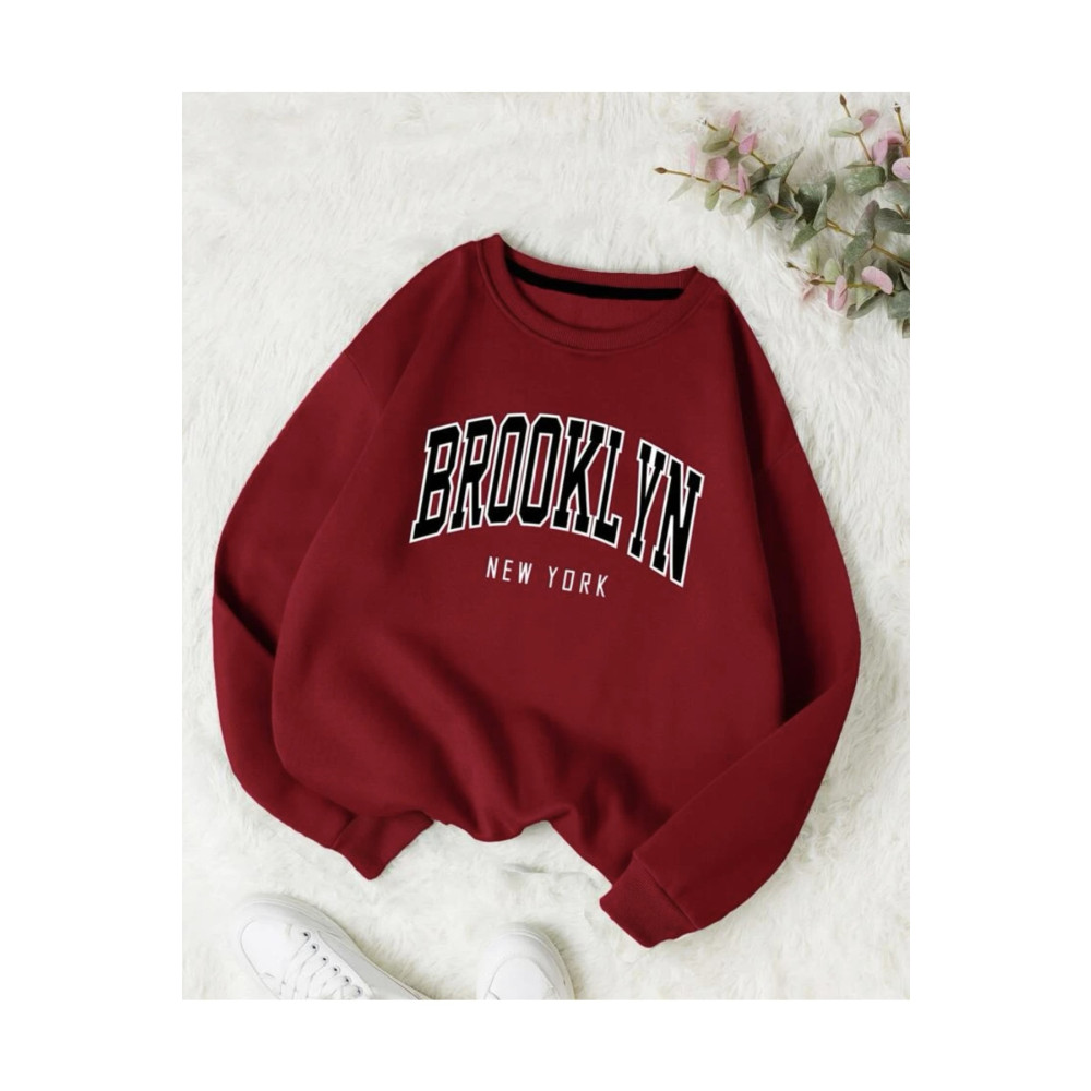 MOONBULL Ünisex Burdo Bronklyn Baskılı Oversize Sweatshirt S Beden Bayan Sweatshirt Fiyatı